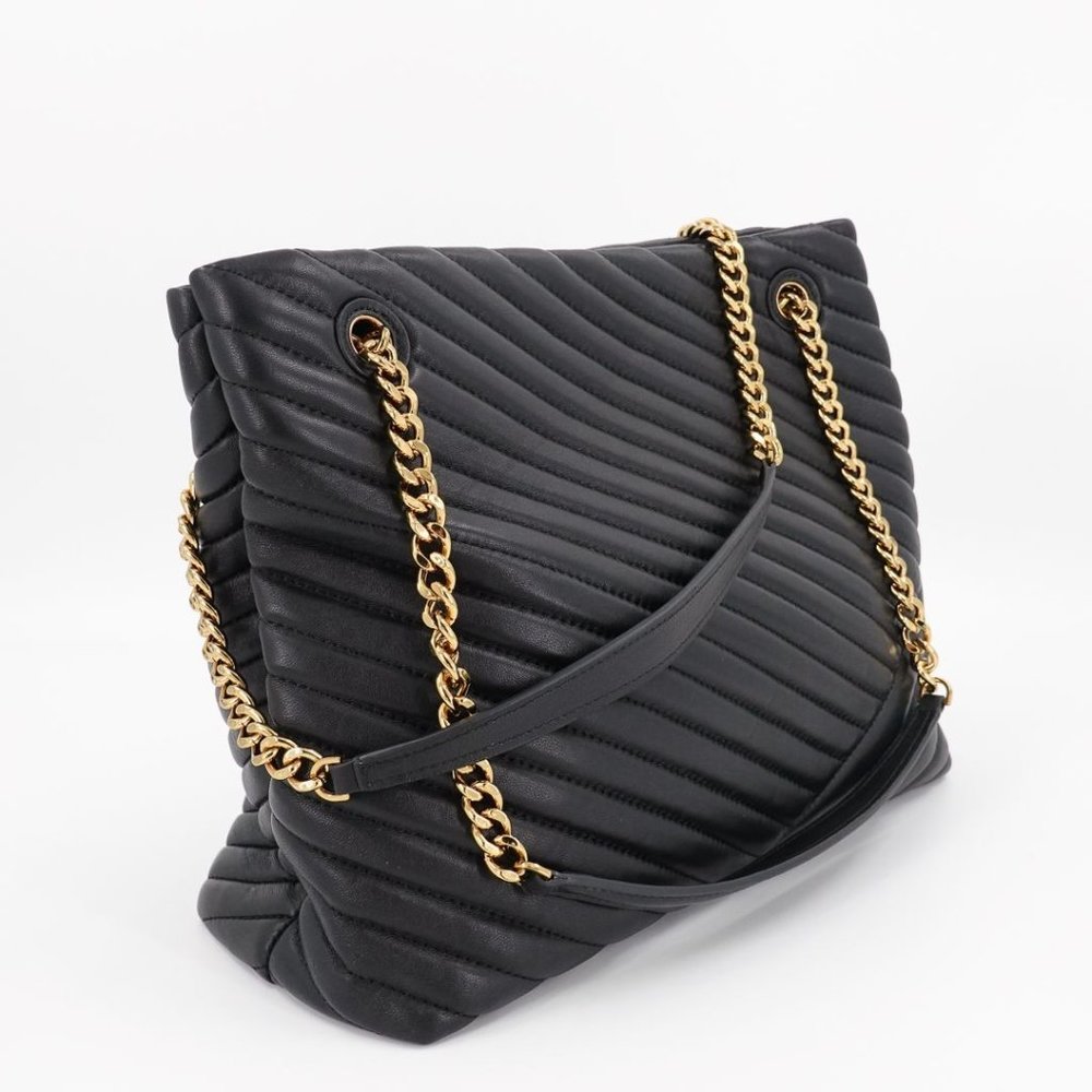 Tory Burch Kira Chevron Leather Tote Black - Picture 3 of 11